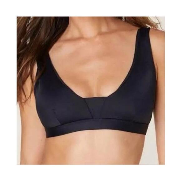 Andie Swim The Tahiti Top Black Scoop Neck Adjustable Strap Bikini Top Sz Med - Picture 1 of 5